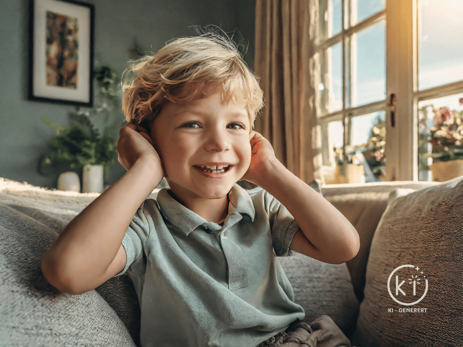 Gutt som holder seg for ørene fordi de tester røykvarsleren